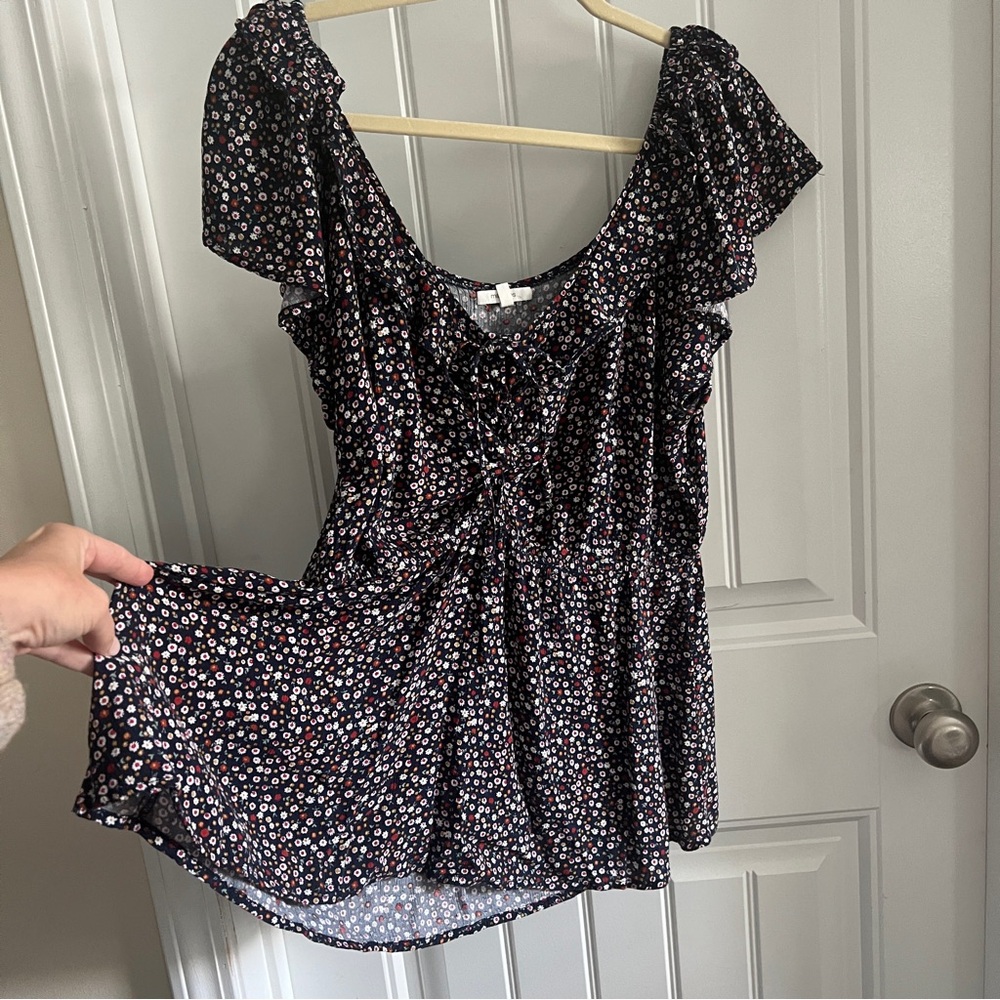 Maurice’s navy blue floral peasant top - Picture 5 of 8